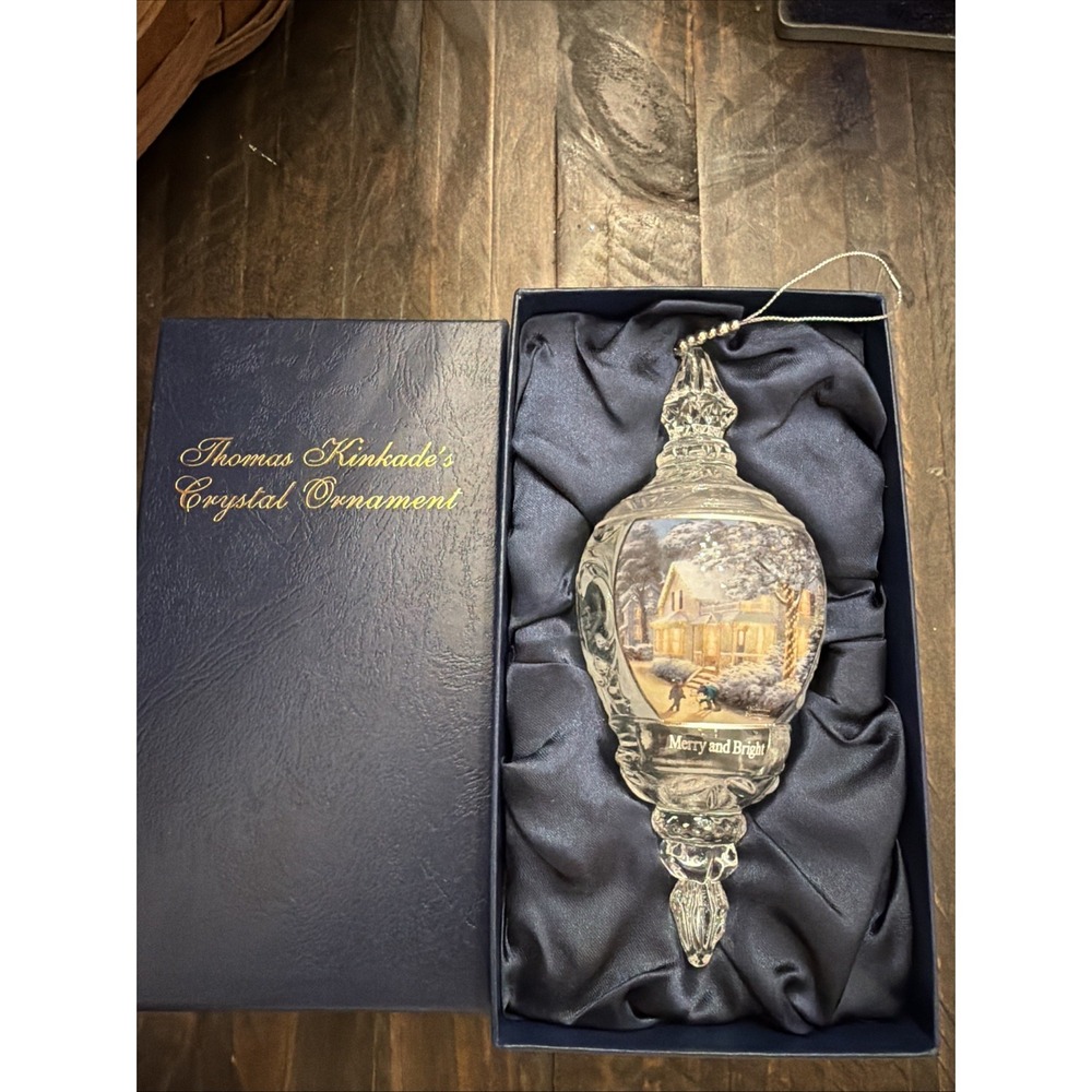 NIB 2019 Thomas Kinkade Annual Crystal Ornament Collection, "Merry & Bright"